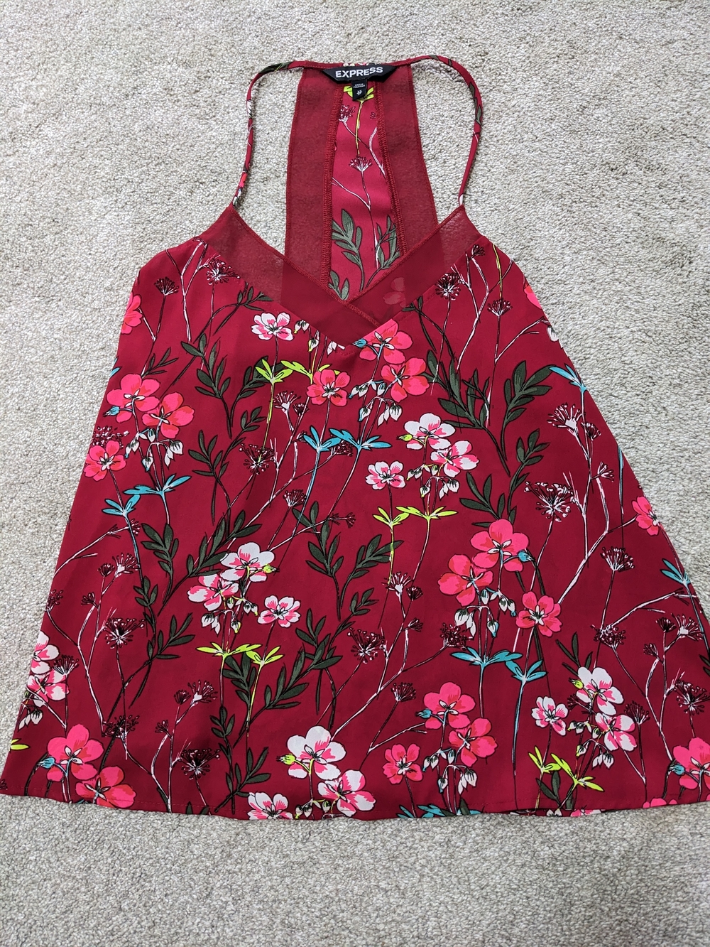 Express Red Floral Racerback Camisole